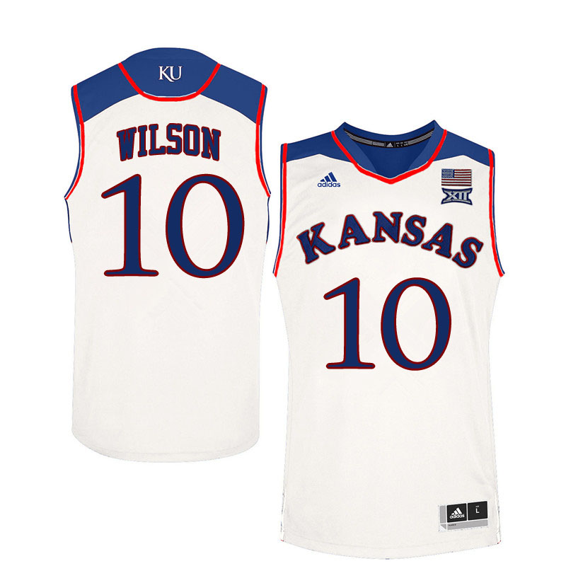 Men #10 Jalen Wilson Kansas Jayhawks College Basketball Jerseys Sale-White